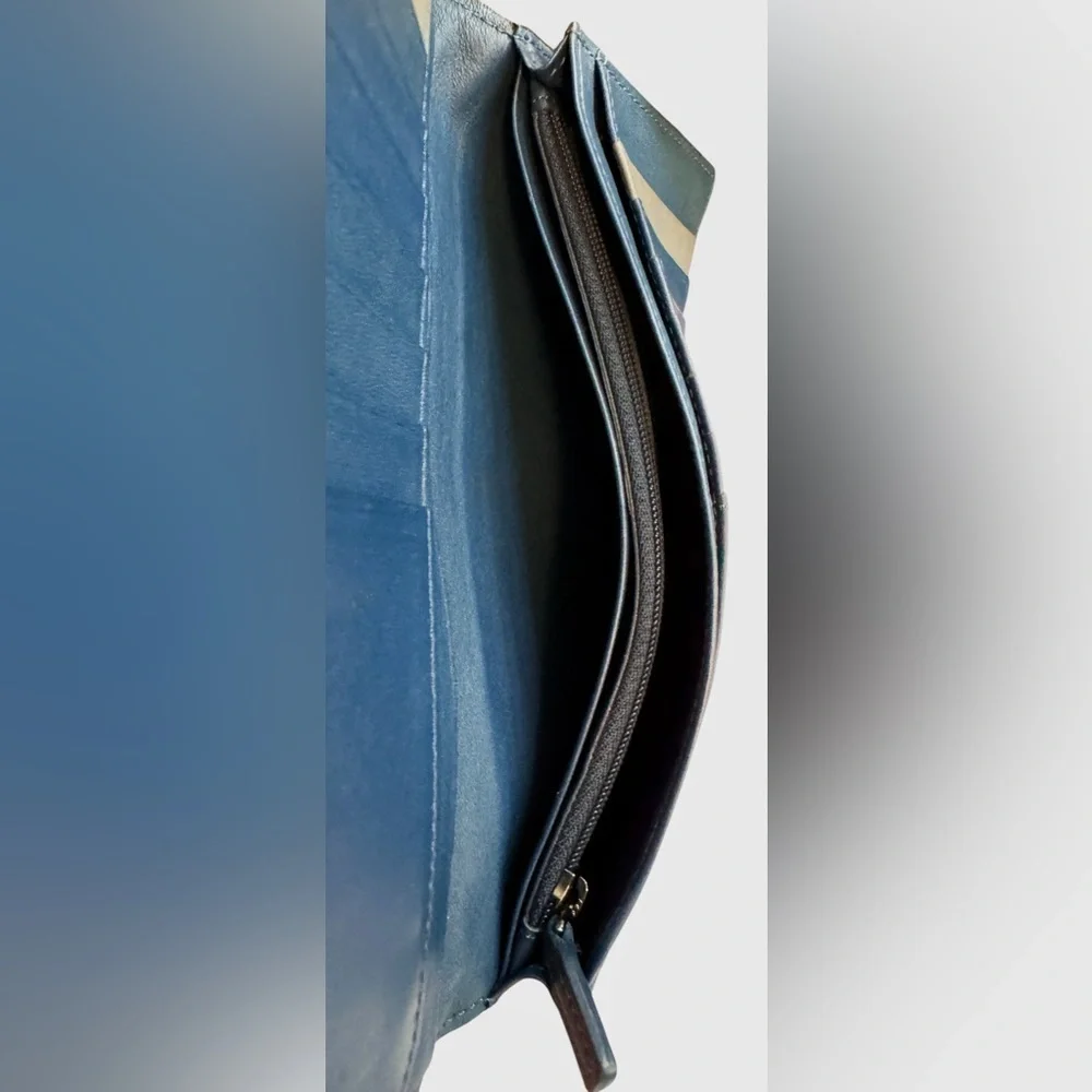 MCM Blue Embossed Bifold Long Wallet